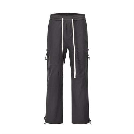 Men Sweatpants Sports Casual Pants Thin Quick-Drying Straight-Leg Trousers Baggy Pants Feet Drawstring Jogger Pants