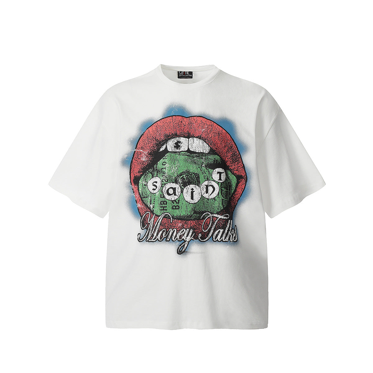 Unisex T-Shirts Saint Michael Vintage Lip Abstract Print Short Sleeve