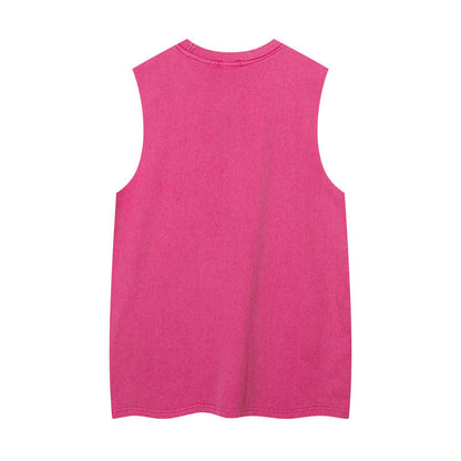 Women Vest Ripped Necklace Sleeveless T-shirt Men's and Women's Punk Vest