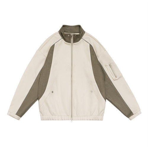Men Jacket Coat Stitching Contrast Color Coat Men's Casual Loose Flight Jacket Autumn and Winter