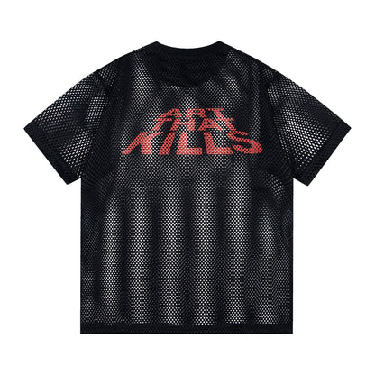 Gallery Dept T-Shirt Alphabet Print Hollow Mesh Short Sleeve T-Shirt