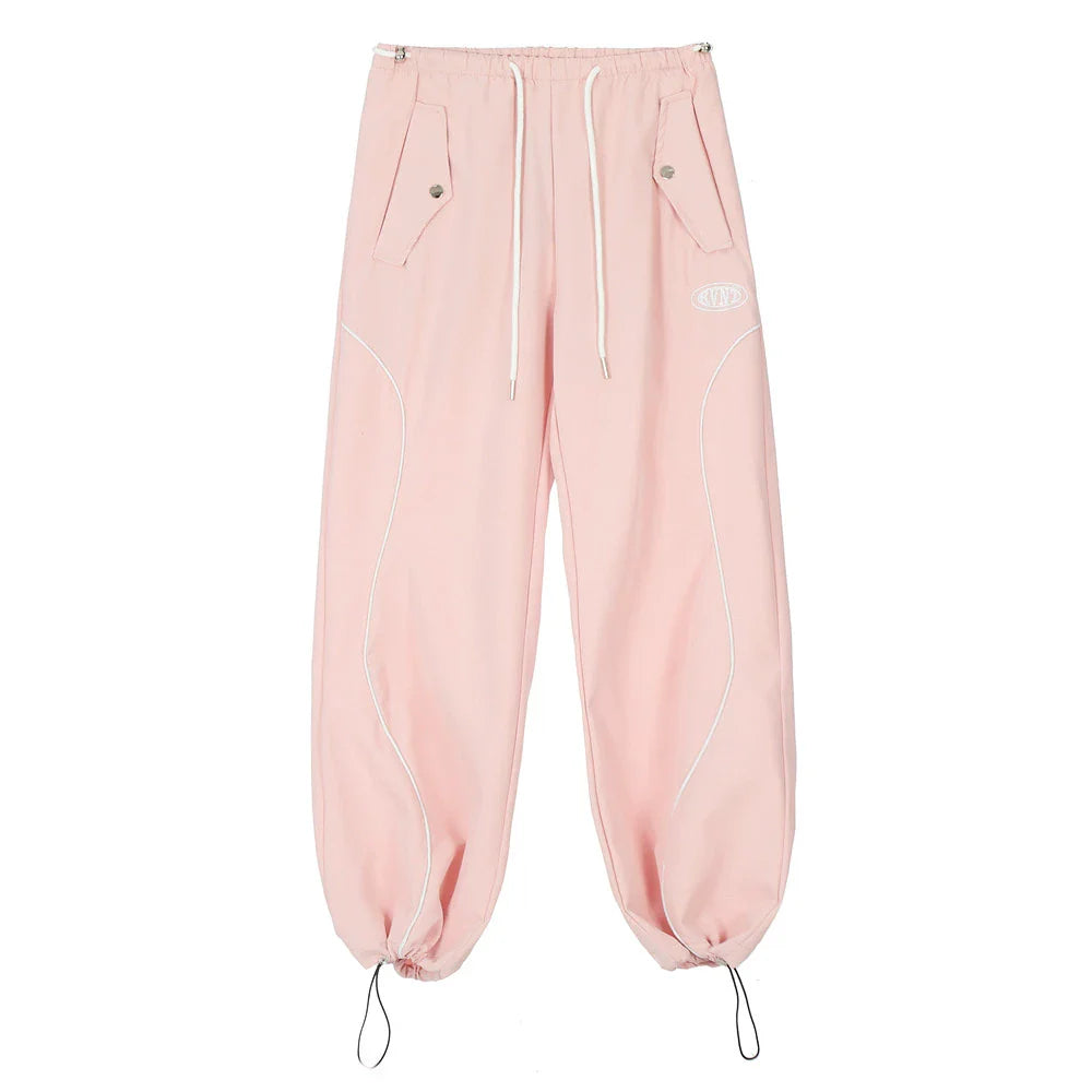 Men Sweatpants Leisure Sports Tactical Pants Loose Straight Trousers Feet Drawstring Jogger Pants
