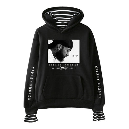 Nipsey Hussle Hoodie Rap Singer Trend False Two-Piece Sweaters