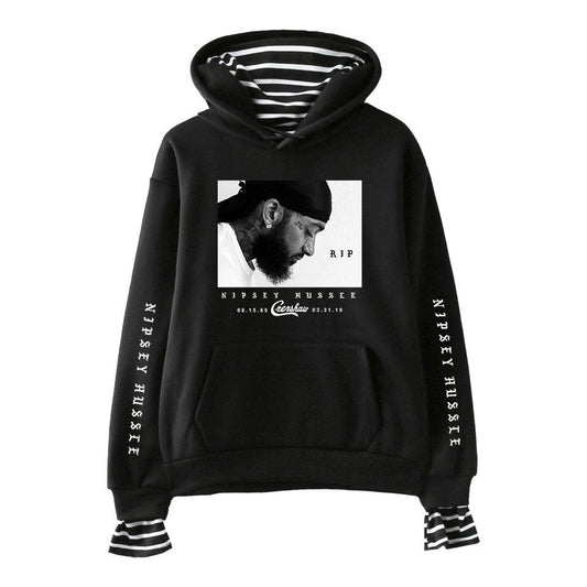 Nipsey Hussle Hoodie Rap Singer Trend False Two-Piece Sweaters