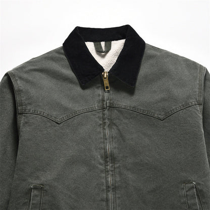 Men Jacket Coat Winter Jacket Men Loose Washed-out Distressed Warm-Keeping Cotton Clothing