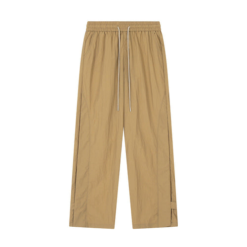 Men Sweatpants Solid Color Casual Straight Trousers Loose Wide-Leg Overalls