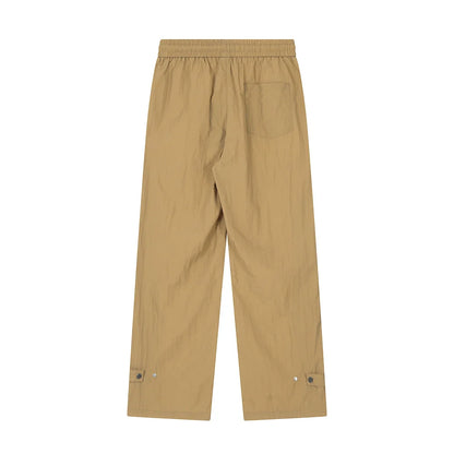Men Sweatpants Solid Color Casual Straight Trousers Loose Wide-Leg Overalls