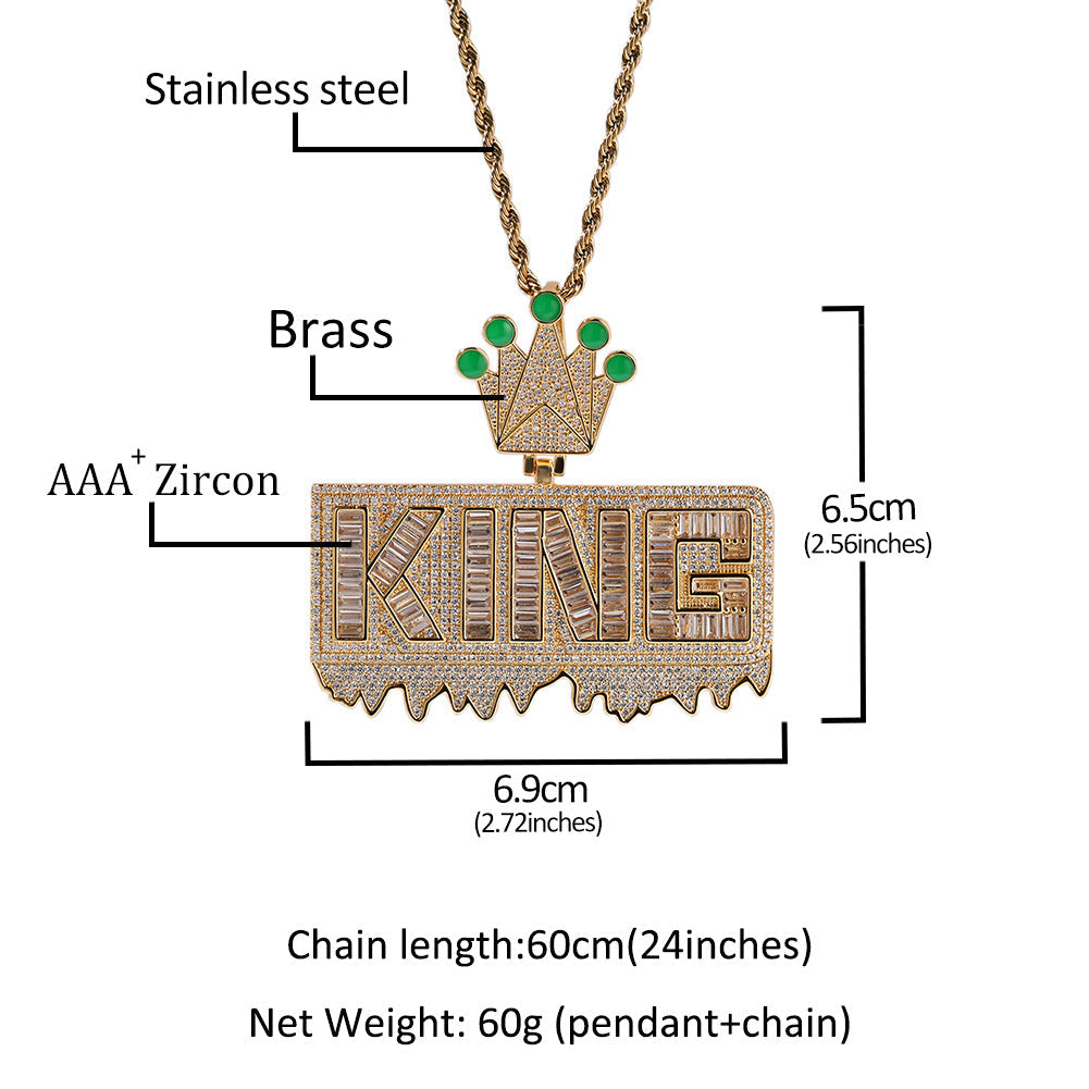 Jewelry KING Letter Pendant Necklace ins Hip Hop Night light Royalty