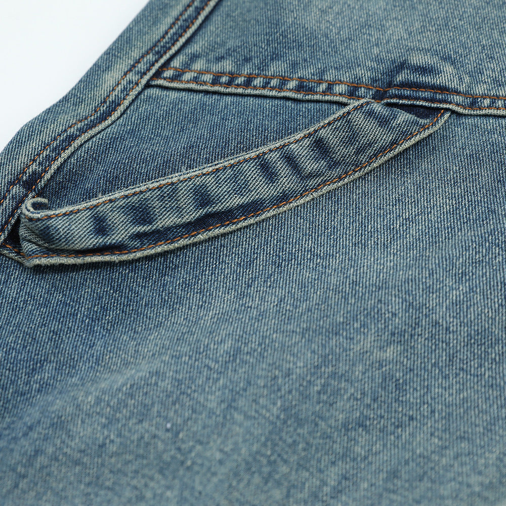 Women Pants Multi-Pocket Jeans Loose Cargo Straight-Leg Pants