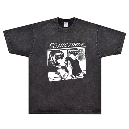 Rock Star T Shirt Sonic Youth Goo Band Rock Small Neckline American Street Loose Short Sleeve