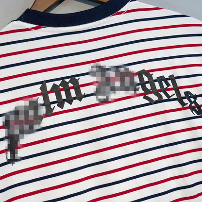Palm Angle T Shirts Red and Black Stripes Couple