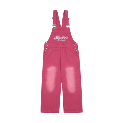 Overalls Men Jumpsuit Letter Embroidered Denim Suspender Pants Menswear Fashion Brand Loose Straight