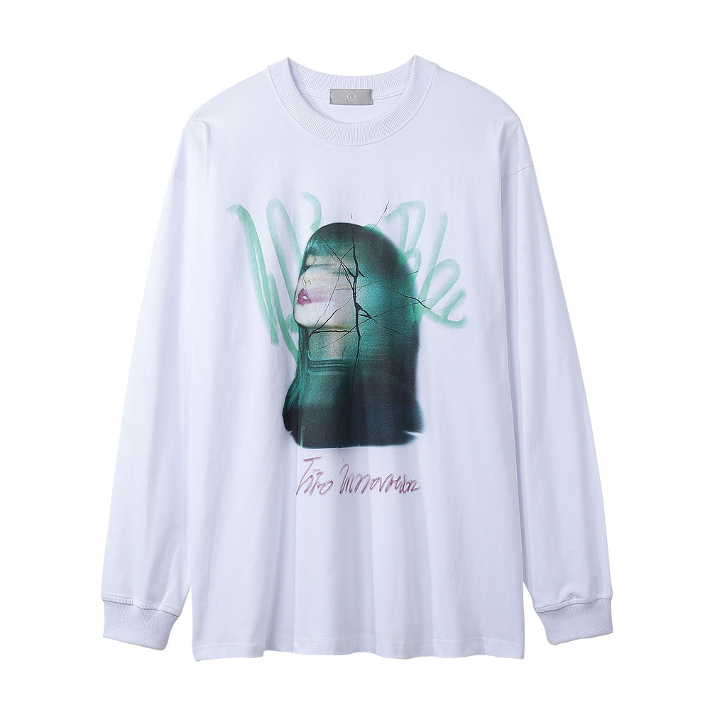 Men Long Sleeve T-Shirt Super Beautiful Anime Print Loose