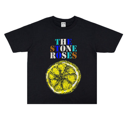 Rock Star T Shirt the Stone Roses Band Loose Print T-shirt Short Sleeve round Neck Men and Women