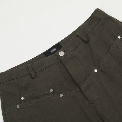 Men Sweatpants Multi-Pocket Straight Casual Working Pants Men's Loose Solid Color Mop Wide Leg Pants Trousers