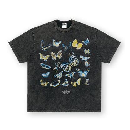 Vintage T-shirts Printed Short Sleeve T-Shirts Washed and Old Fall