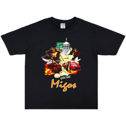 Rock Star T Shirt Polo Club American Rap Combination Mios Character Printed T-shirt Short Sleeve Loose Men and Women
