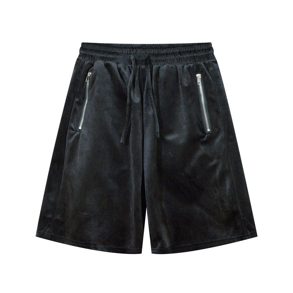 Men Shorts Casual Shorts Summer Elastic Waist Zipper Pocket Sports