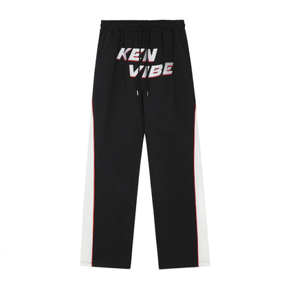 Men Sweatpants Exercise Casual Pants Men's Stitching Letters Embroidered Wide-Leg Pants
