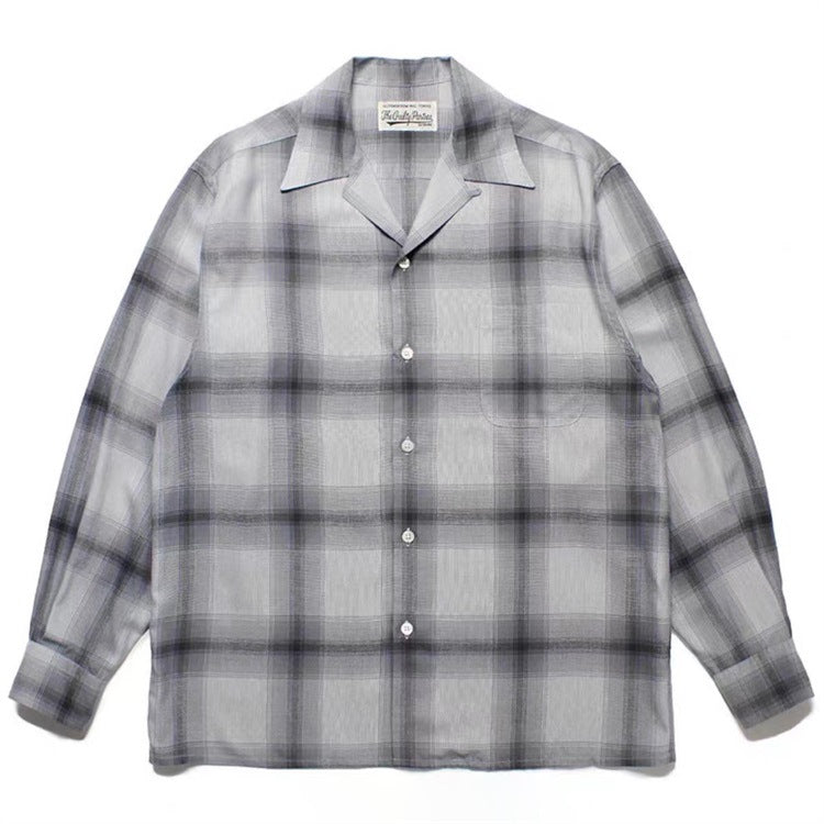 GUILTYPARTIES TIGER Shirts checked striped Hawaiian long-sleeved shirt