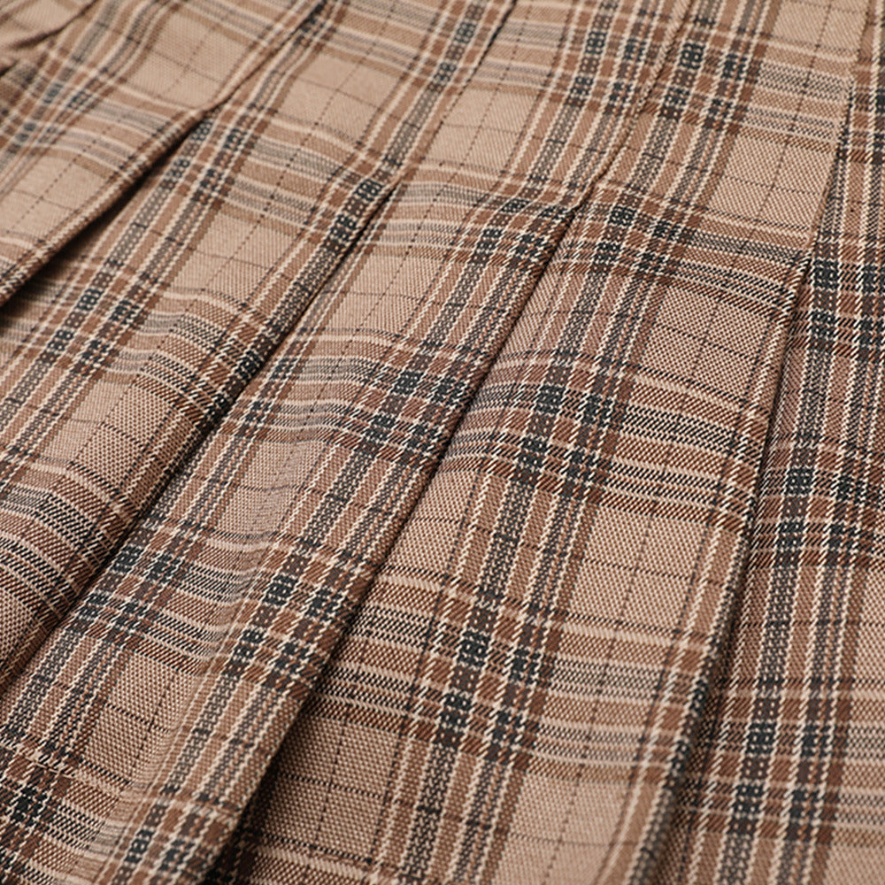 Women Shorts Plaid Pleated Pantskirt
