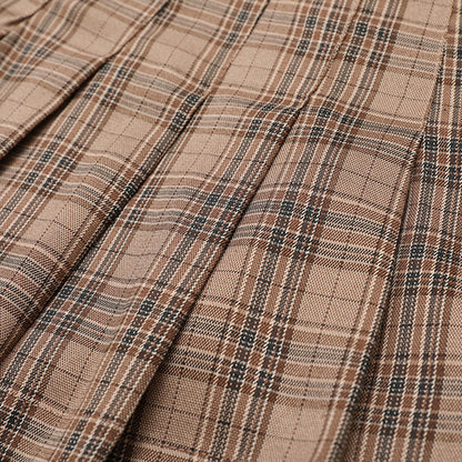 Women Shorts Plaid Pleated Pantskirt