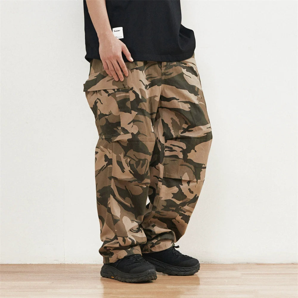 Men Sweatpants Camouflage Cargo Pants Men's Casual Trousers Pocket Drawstring Jogger Pants