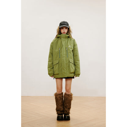Unisex Coat Men and Women Loose Hooded Jacket Winter