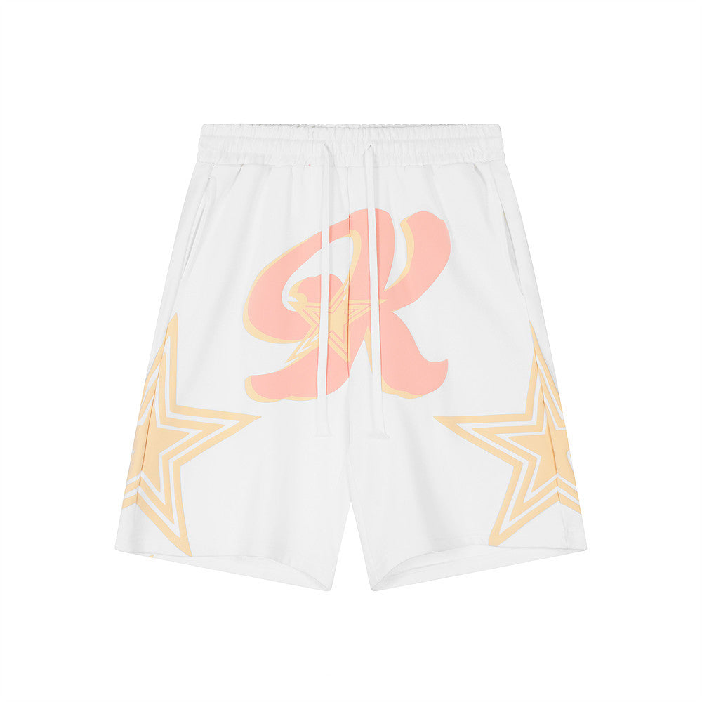 Men Shorts Five-Pointed Star Loose Summer Elastic Waist Leisure Sports