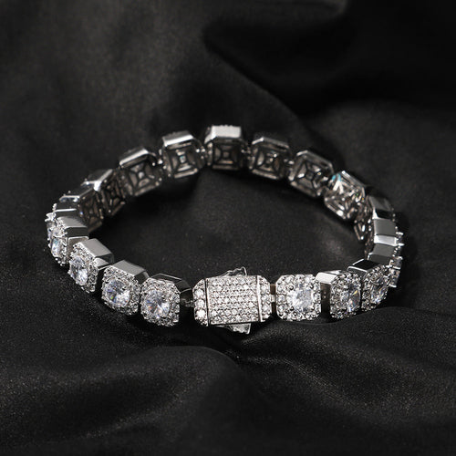Bracelet Copper Zircon Flower Rock Sugar Chain Bracelet Spectrum St. Valentine's