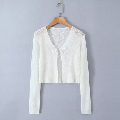 Women Tops Summer Bow Sun Protection Sweater Top