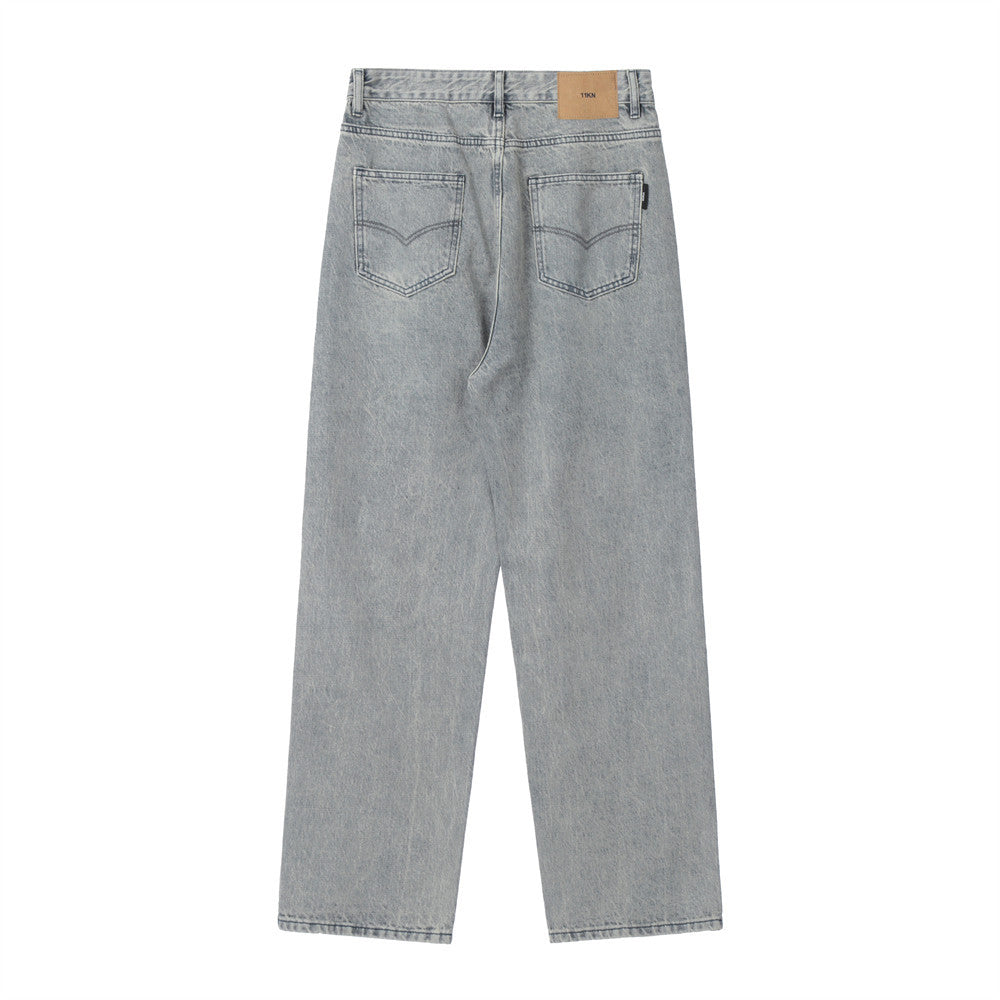 Men Jeans Simple Loose Distressed Straight Casual