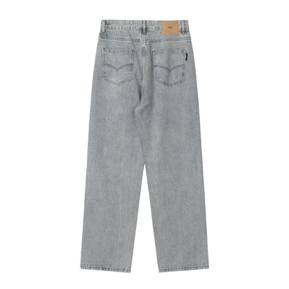 Men Jeans Simple Loose Distressed Straight Casual