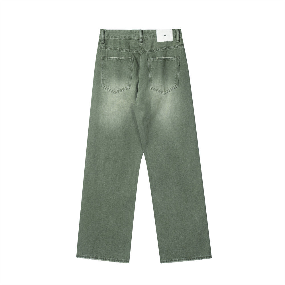 Men Jeans Distressed Loose Worn Casual Wide Leg