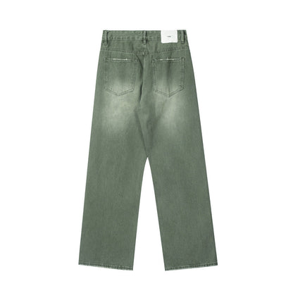Men Jeans Distressed Loose Worn Casual Wide Leg
