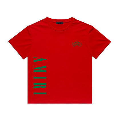 Amiri T Shirt Five-Star Letter Print Casual Hip Hop round Neck Short Sleeve T-shirt