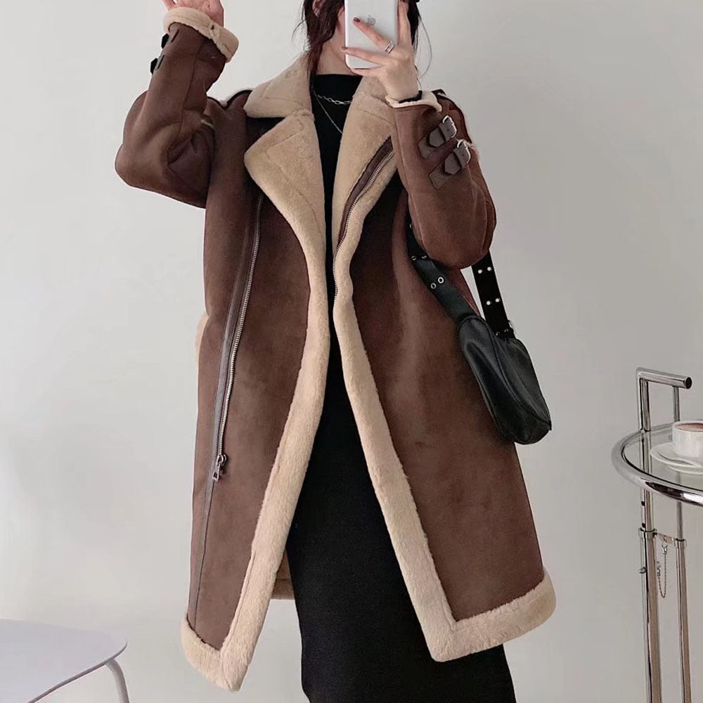 Women Cotton Coat Thickened Faux Lamb Fur Coat