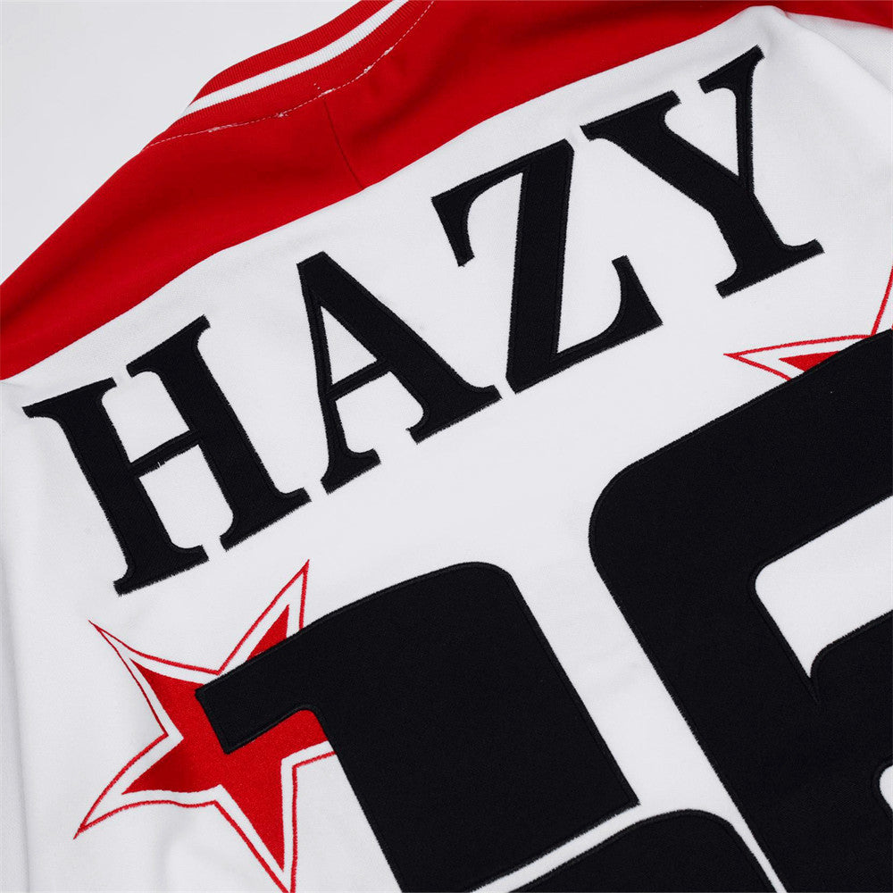 Men Long Sleeve T-shirt Paste Cloth Embroidery V-neck Sports Flame