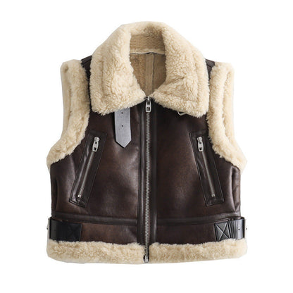 Women Cotton Coat All-Matching Fleece-Lined Lapel Double-Sided Wear