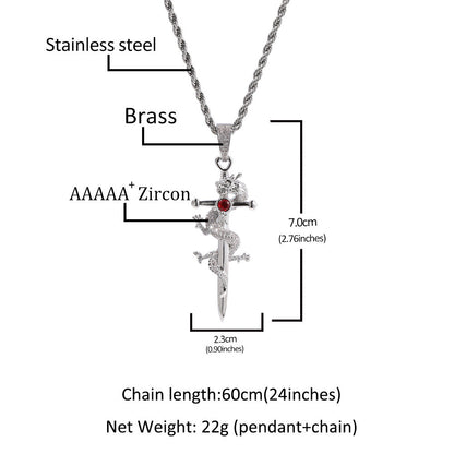 Jewelry Hip Hop Chinese Dragon Cross Miniature Zircon Pendant Royalty Crosses Jesus Pieces