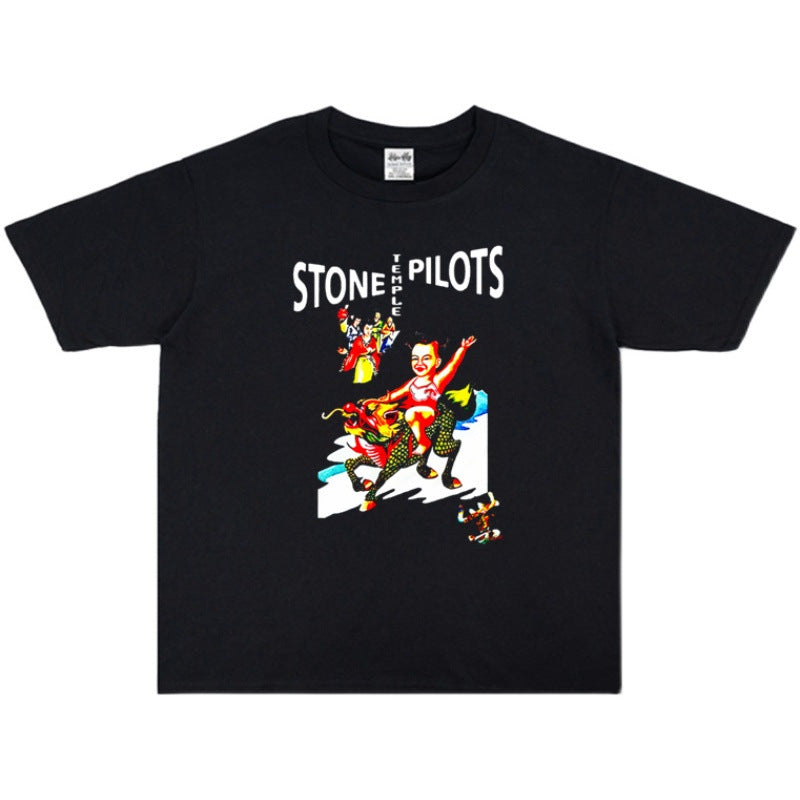 Rock Star T Shirt Stone Temple Pilots Band Washed Distressed T-shirt