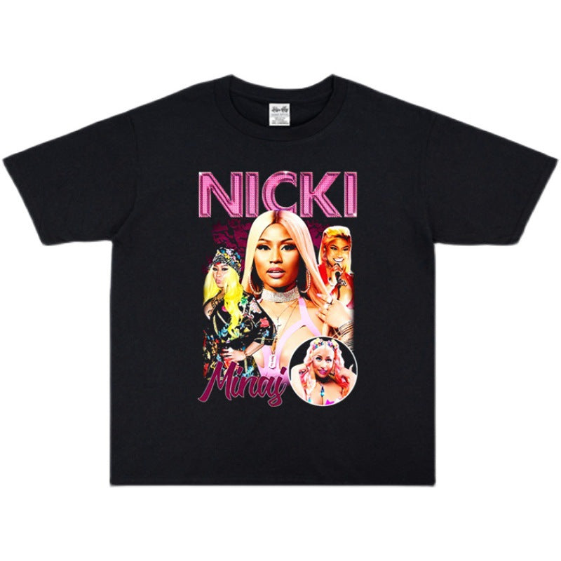 Rock Star T Shirt Nicki Minaj Nicki Minaj Washed Distressed T-shirt Short Sleeve