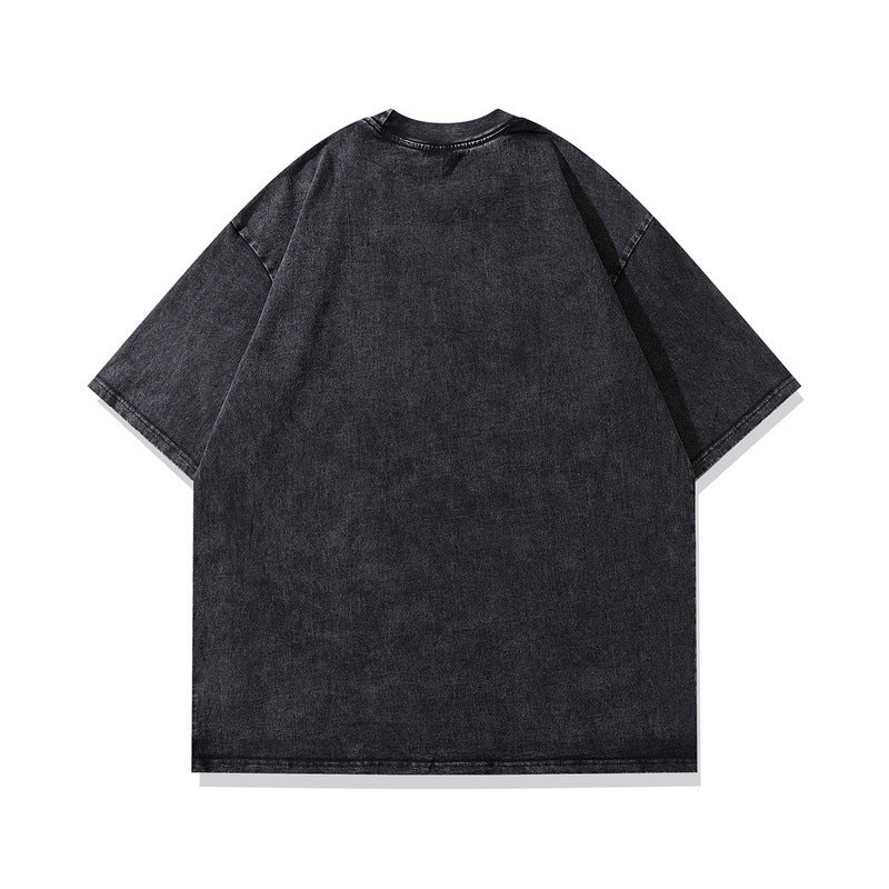 Men T-shirt Hip Hop Retro Heavy Half Sleeve Tee