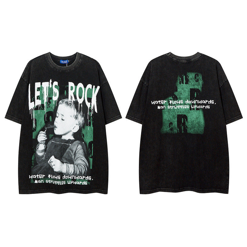 Men T-shirt Hip Hop Retro Graffiti Fashion Brand Short Sleeve T-shirt