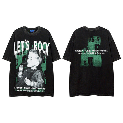 Men T-shirt Hip Hop Retro Graffiti Fashion Brand Short Sleeve T-shirt