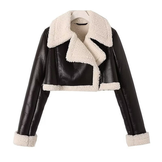 Women Cotton Coat Jacket Fashion Fleece Leather