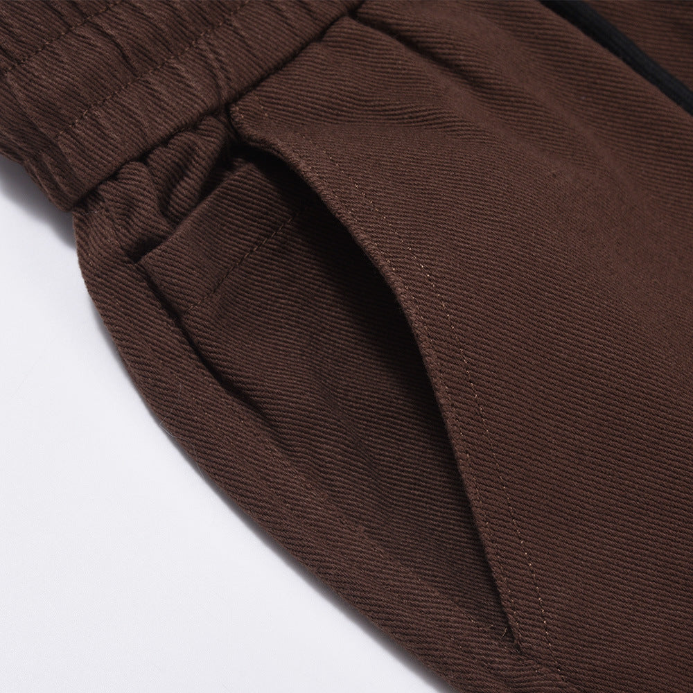 Men Jeans Embroidered Straight Casual Trousers Loose Zip