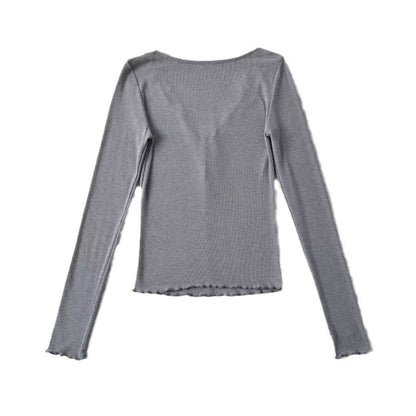 Women Tops Summer Lace V-neck Top Bow Slim T-shirt
