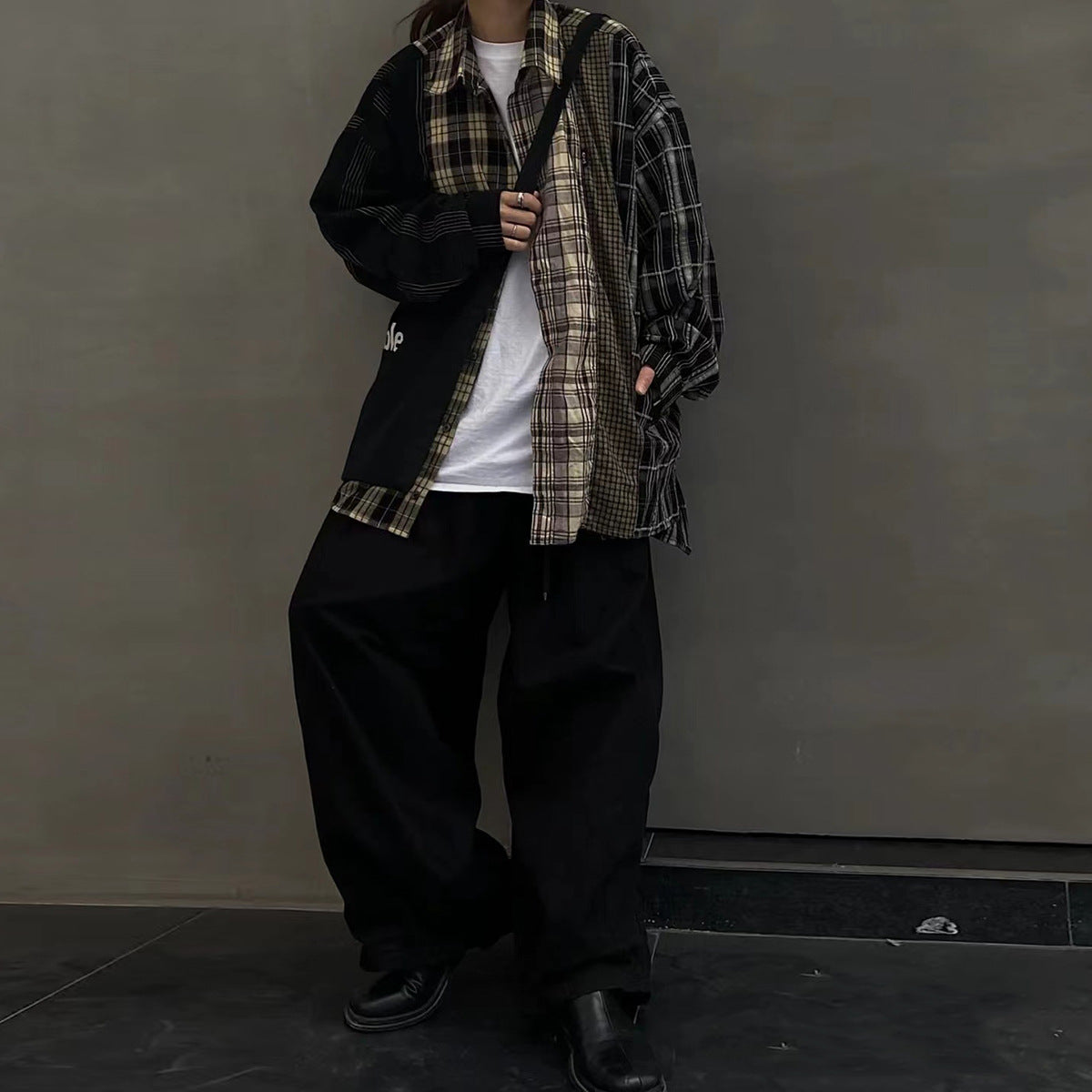 Men's Shirts Patchwork Plaid Coat