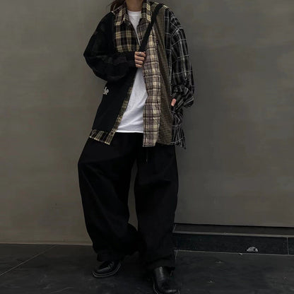 Men's Shirts Patchwork Plaid Coat